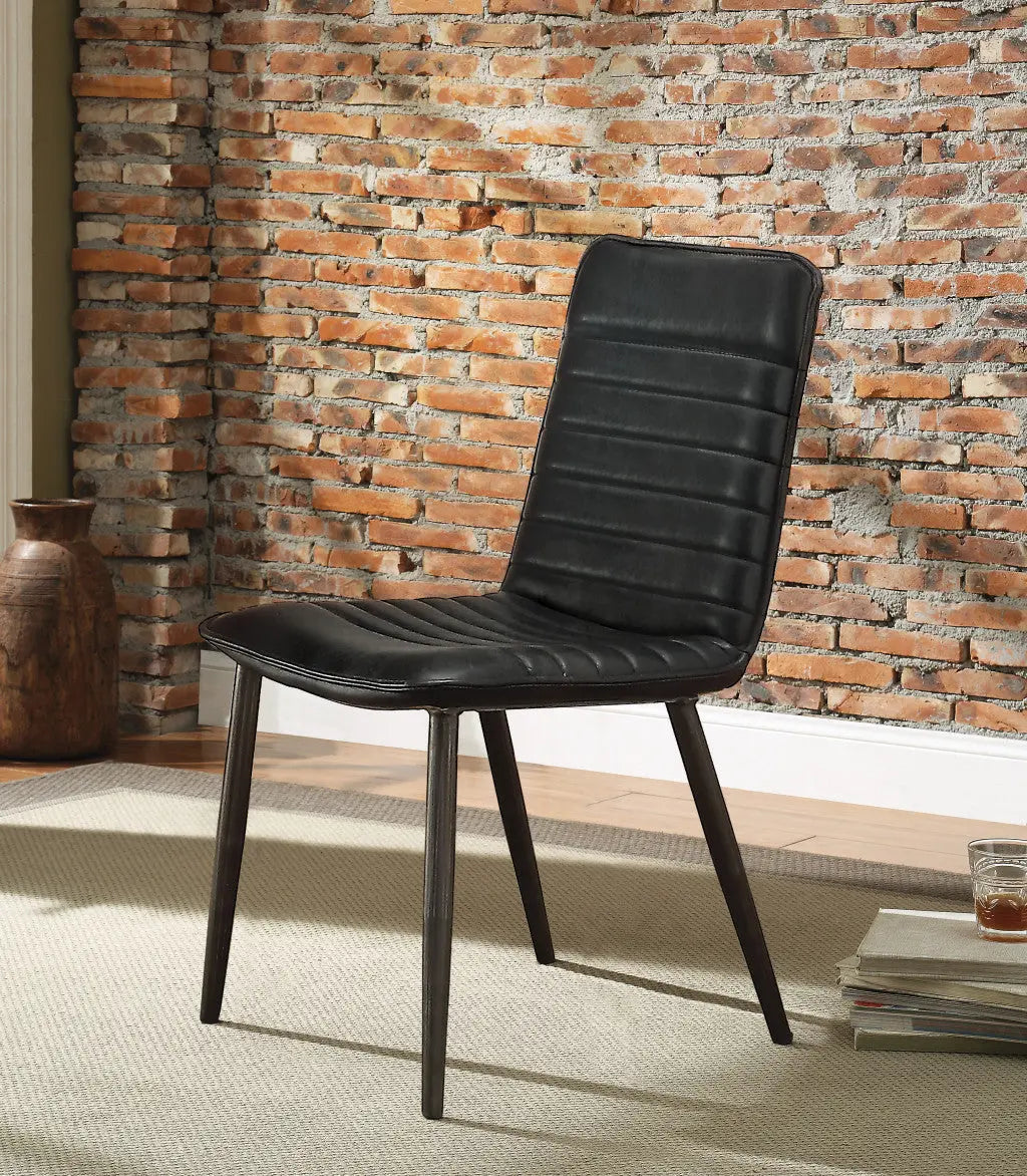 Set of Two Black Faux Leather Dining Side Chairs Homeroots Kitchen & Dining