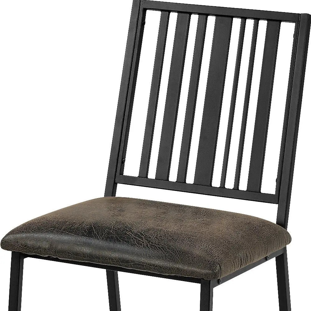 Set of Two Black Faux Leather Slat Back Dining Side Chairs Homeroots Kitchen & Dining