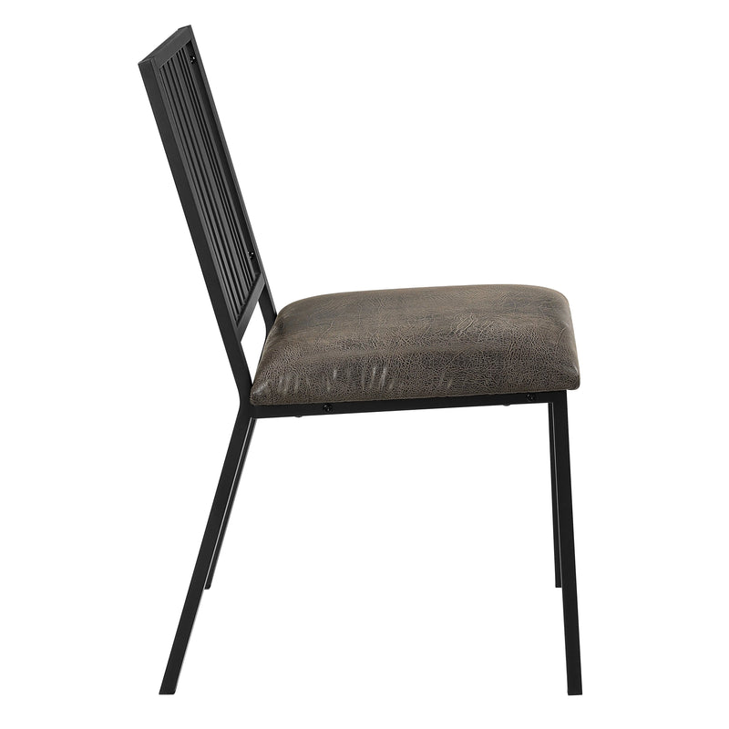 Set of Two Black Faux Leather Slat Back Dining Side Chairs Homeroots Kitchen & Dining