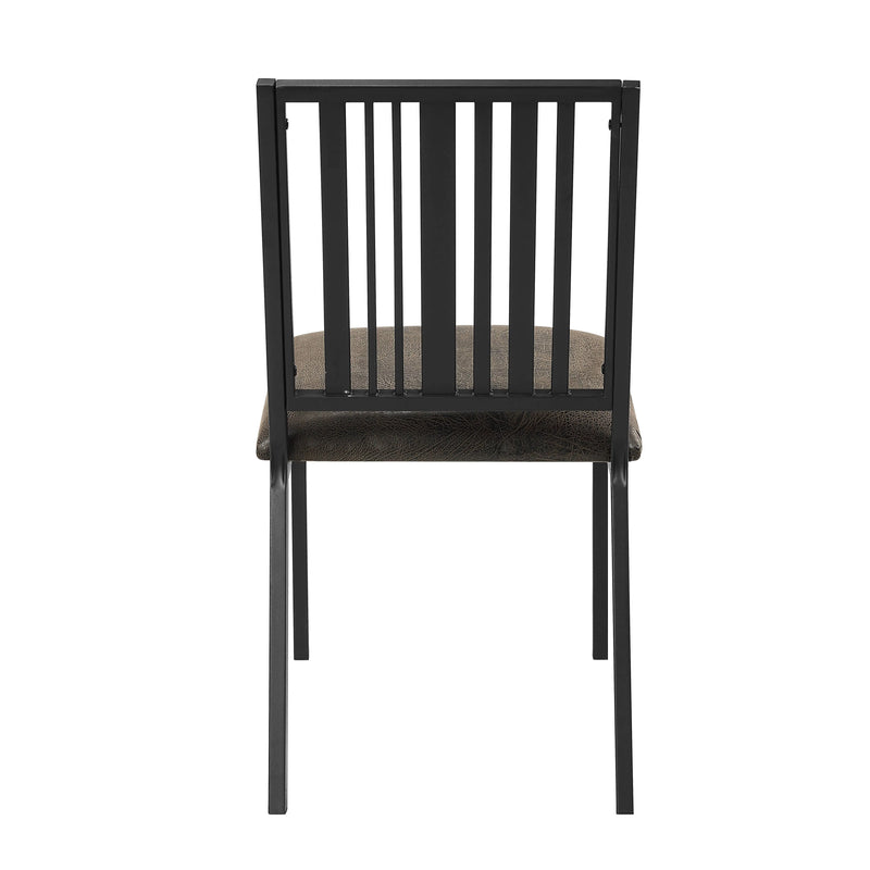 Set of Two Black Faux Leather Slat Back Dining Side Chairs Homeroots Kitchen & Dining