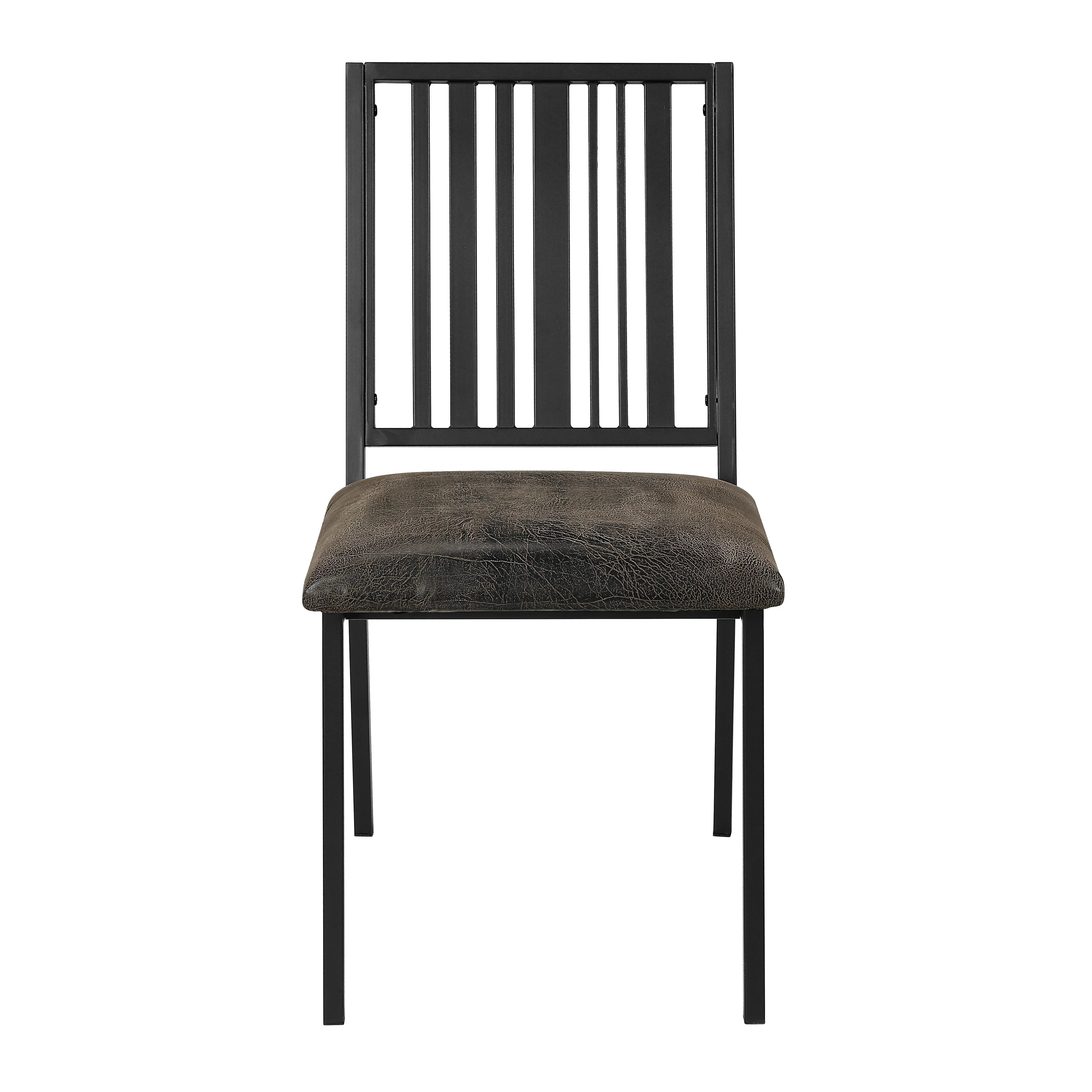 Set of Two Black Faux Leather Slat Back Dining Side Chairs Homeroots Kitchen & Dining