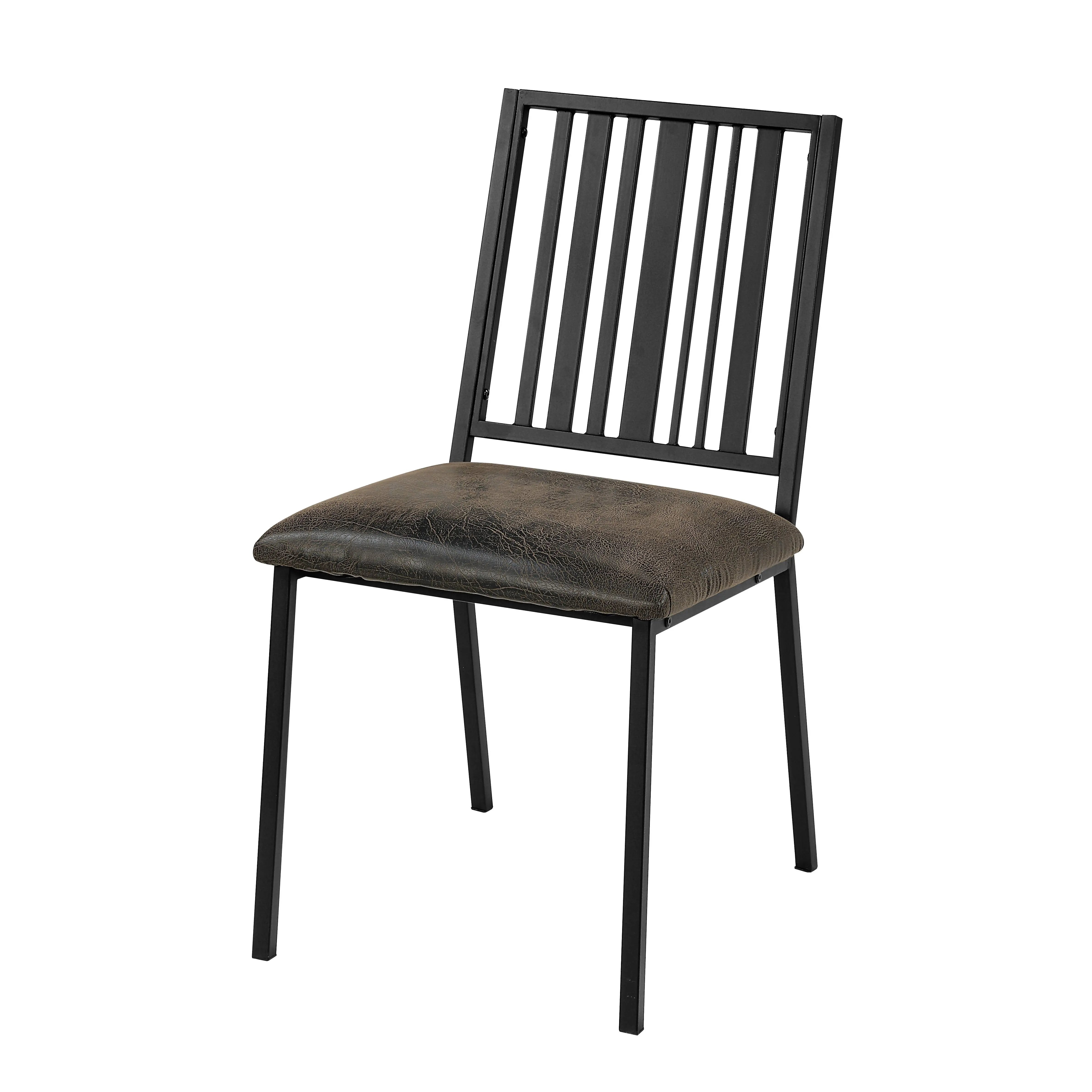Set of Two Black Faux Leather Slat Back Dining Side Chairs Homeroots Kitchen & Dining