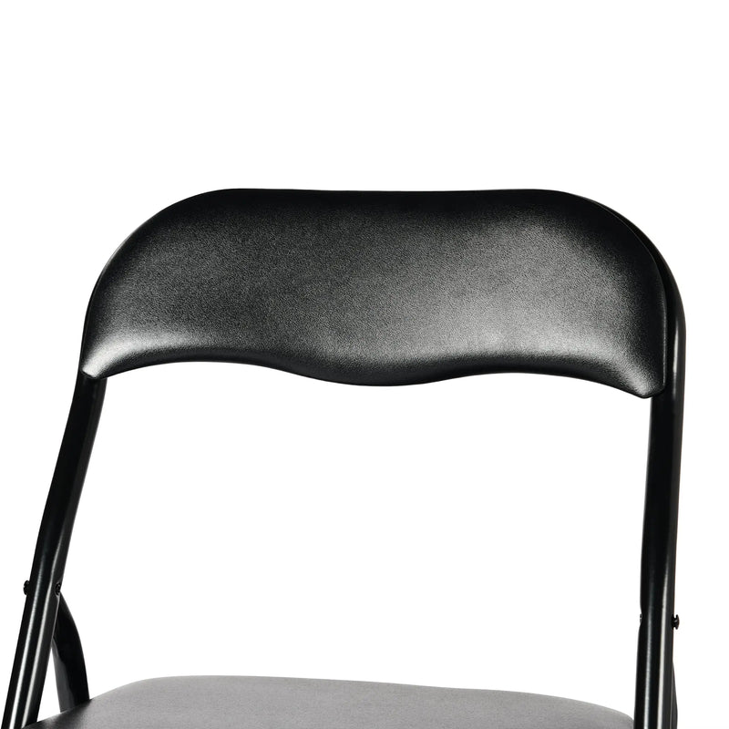 Set of Two Black Faux Leather and Steel Folding Chairs Homeroots Kitchen & Dining