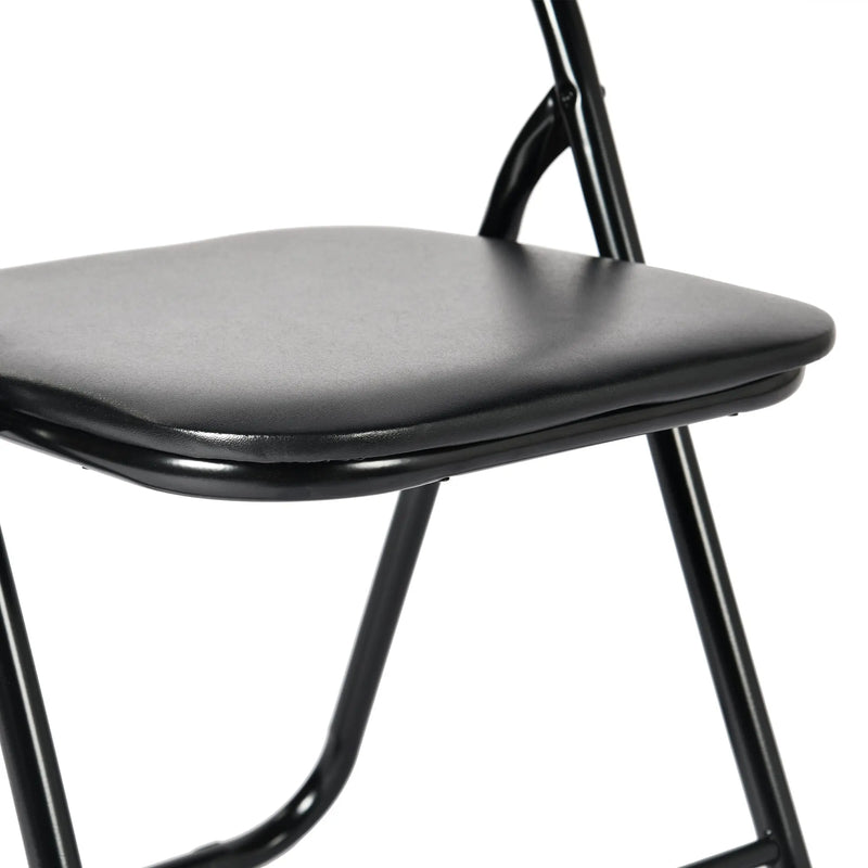 Set of Two Black Faux Leather and Steel Folding Chairs Homeroots Kitchen & Dining