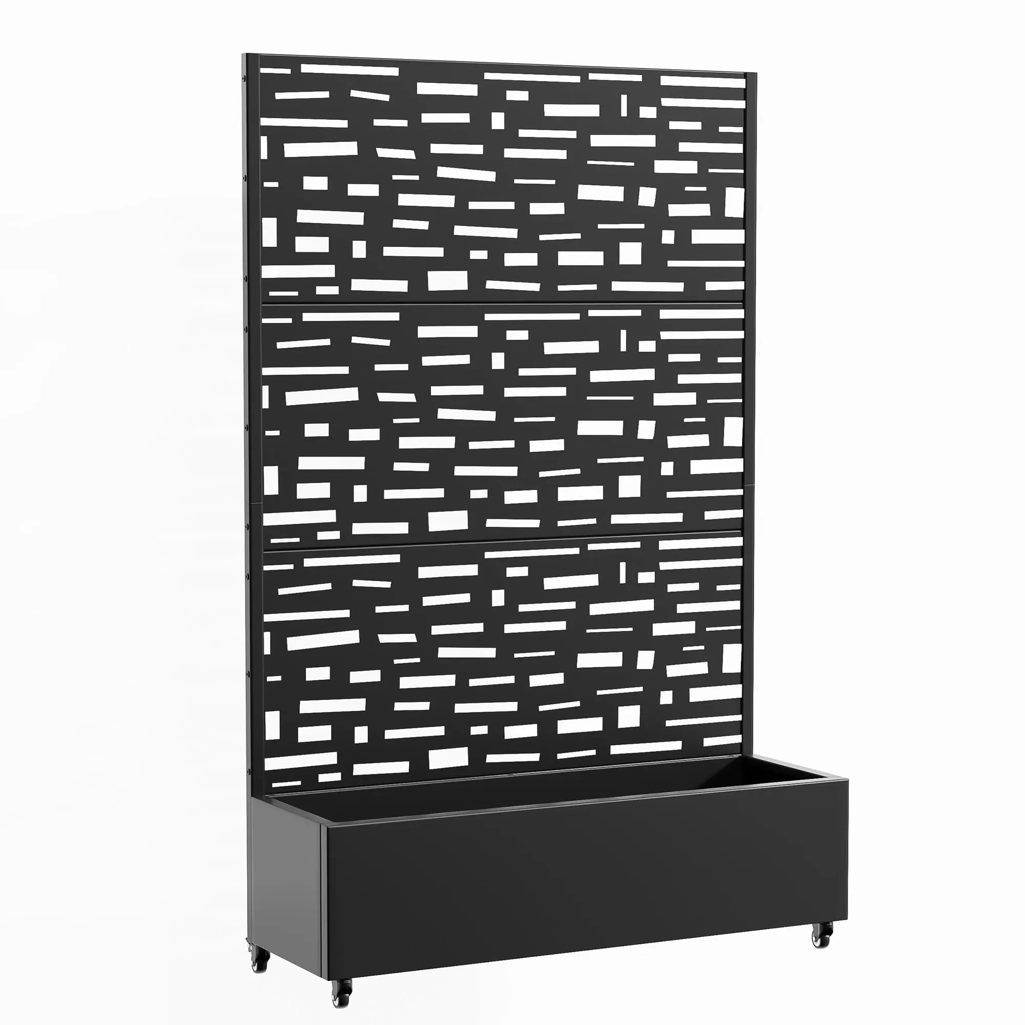 Set of Two Black Geometric Galvanized Metal Rectangular Planter Box Homeroots Outdoor