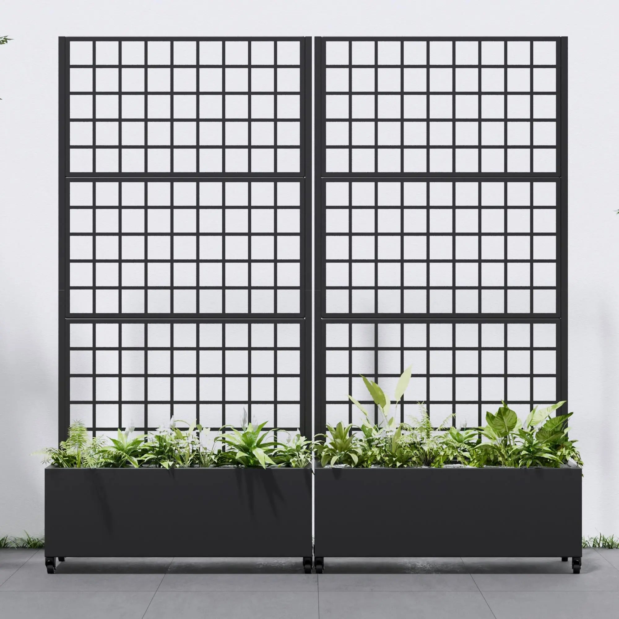 Set of Two Black Geometric Galvanized Metal Rectangular Planter Box Homeroots Outdoor