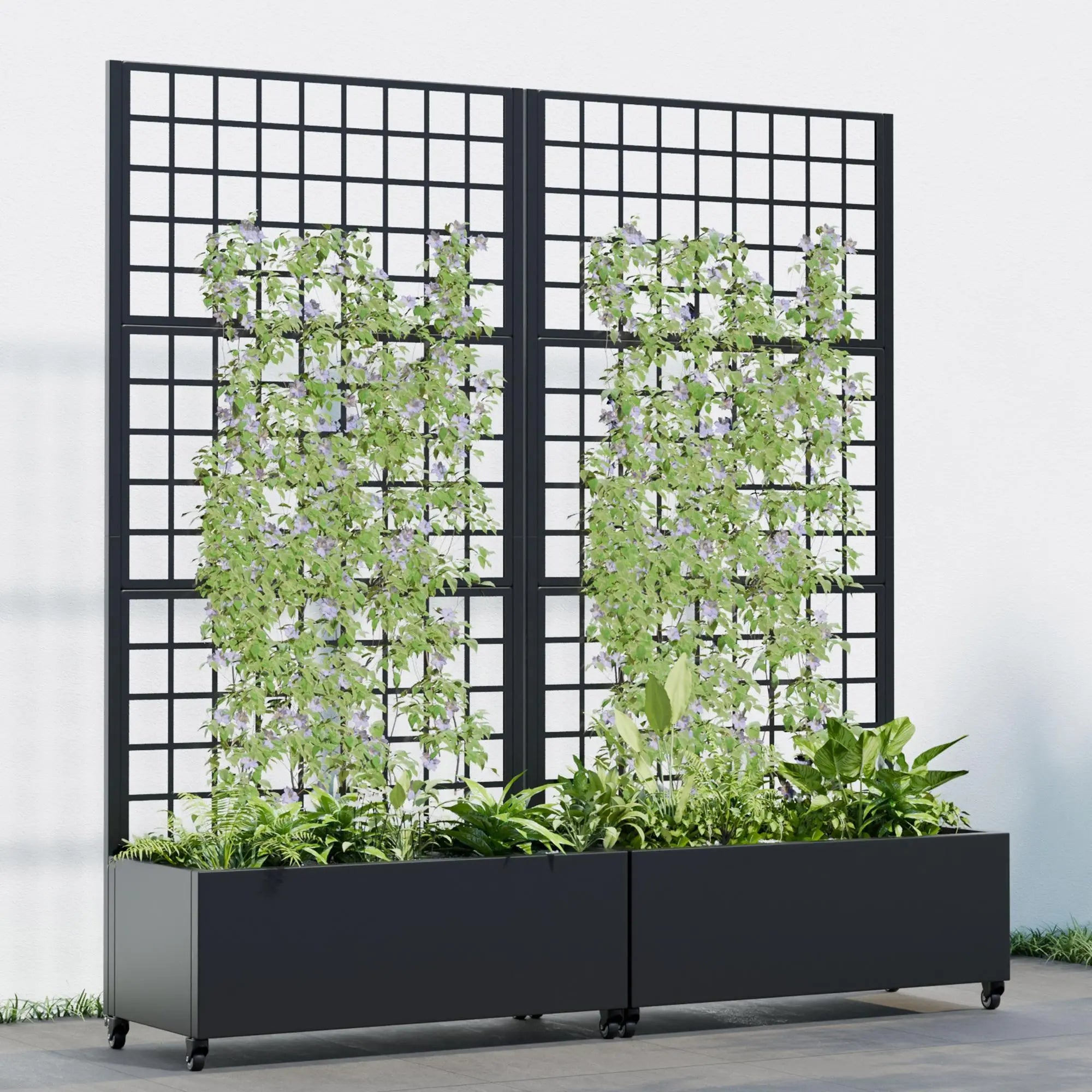 Set of Two Black Geometric Galvanized Metal Rectangular Planter Box Homeroots Outdoor