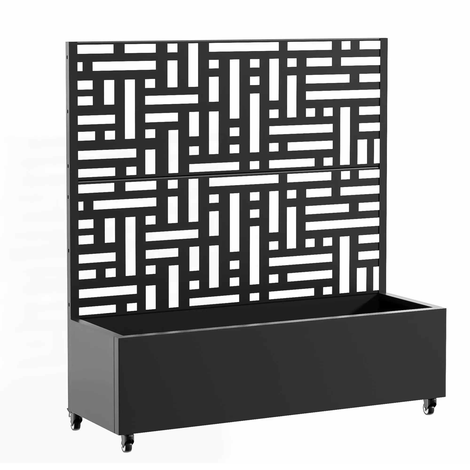 Set of Two Black Geometric Galvanized Metal Rectangular Planter Box Homeroots Outdoor
