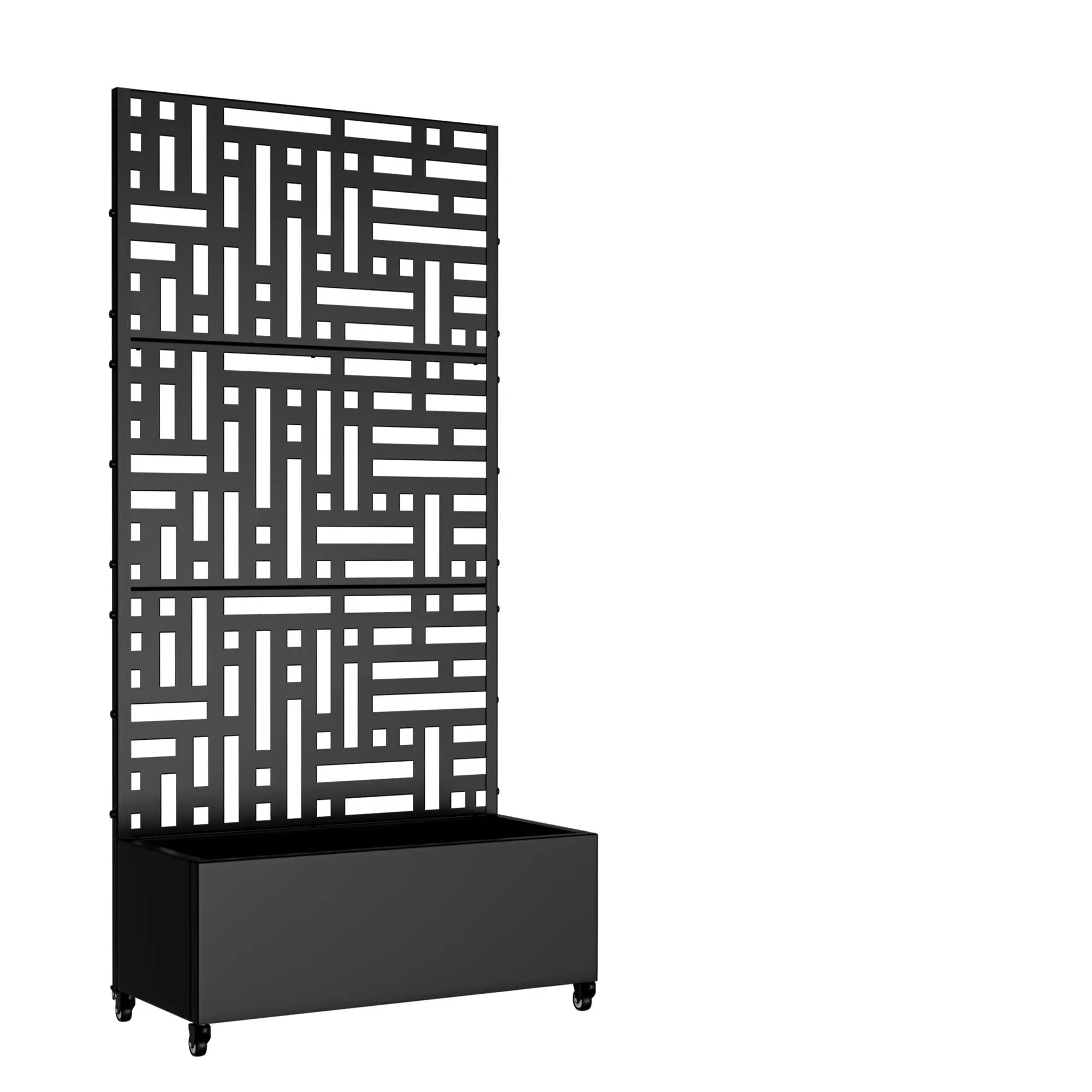 Set of Two Black Geometric Galvanized Metal Rectangular Planter Box Homeroots Outdoor