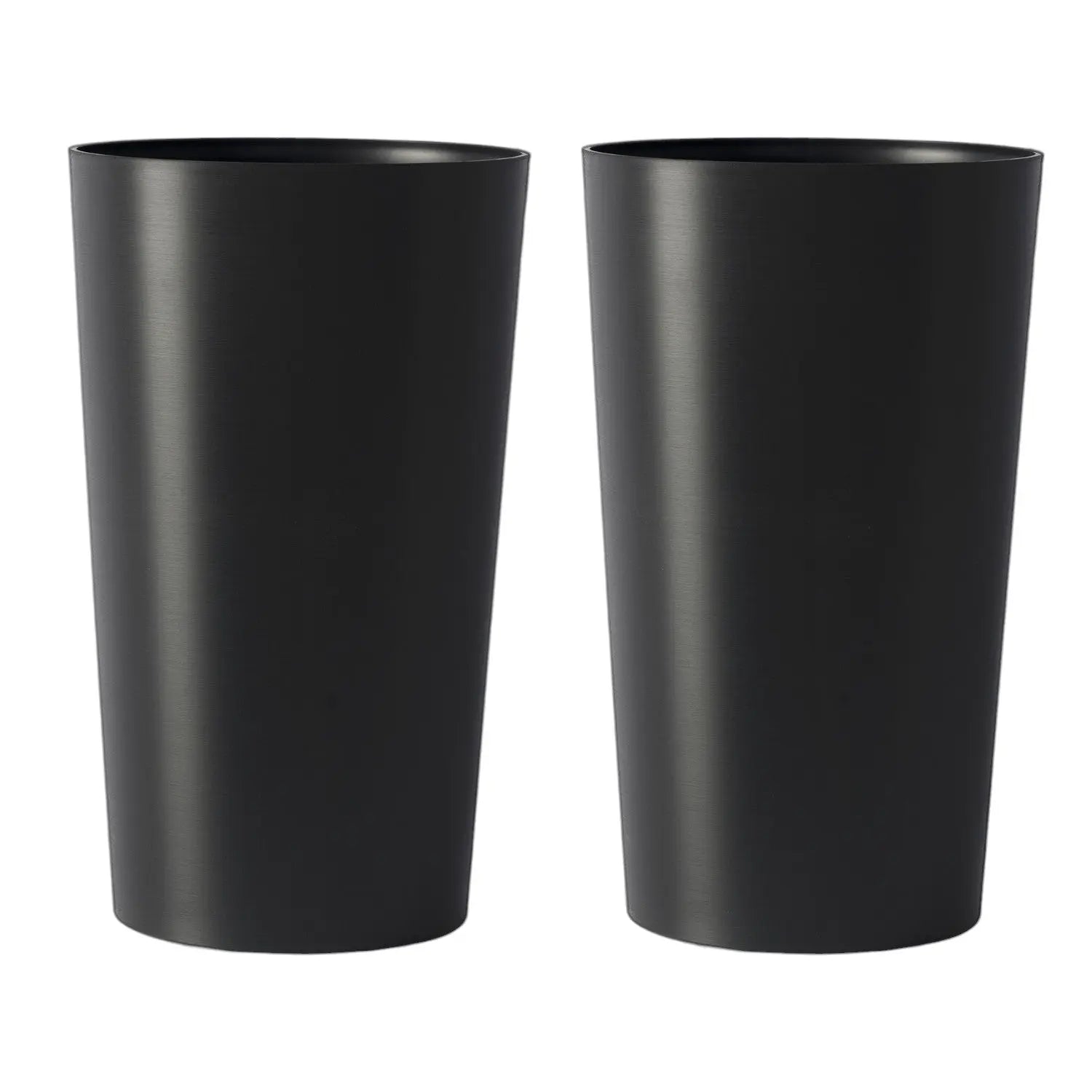 Set of Two Black Heavy Duty Plastic Cylindrical Planter Pots Homeroots Outdoor