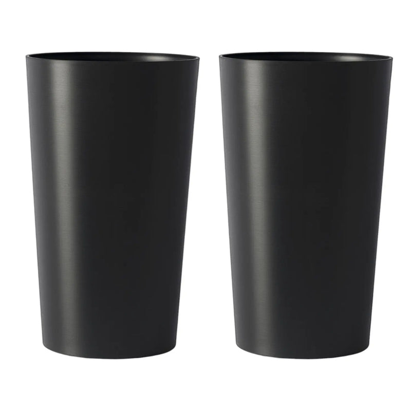 Set of Two Black Heavy Duty Plastic Cylindrical Planter Pots Homeroots Outdoor