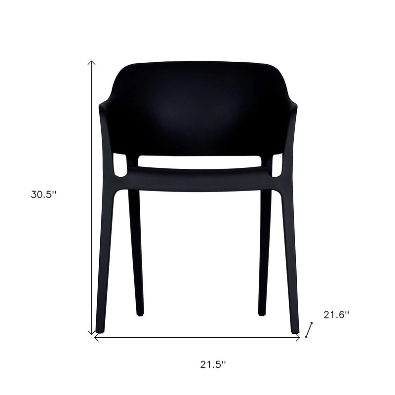 Set of Two Black Heavy Duty Plastic Outdoor Stacking Dining Chairs Homeroots Outdoor