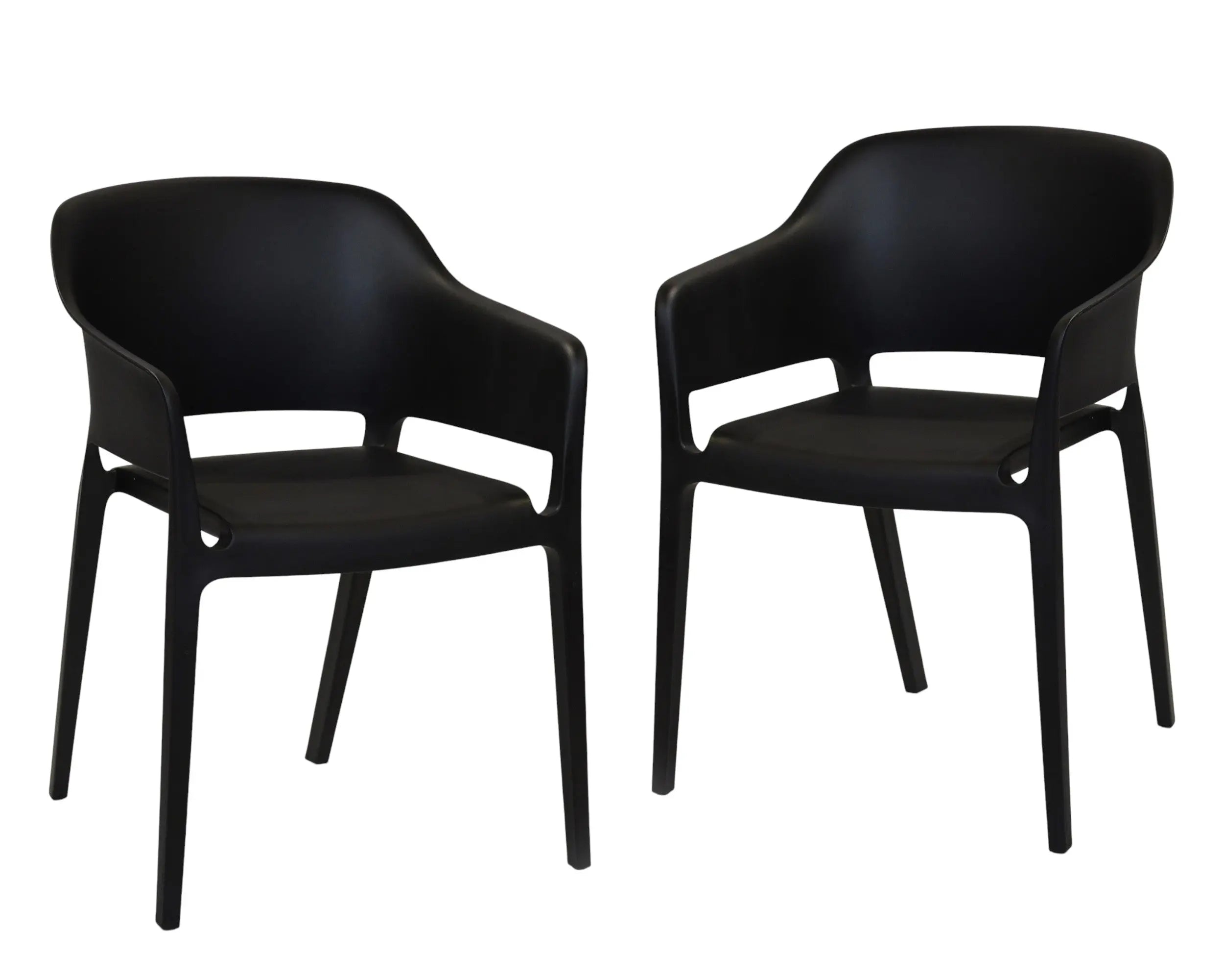 Set of Two Black Heavy Duty Plastic Outdoor Stacking Dining Chairs Homeroots Outdoor
