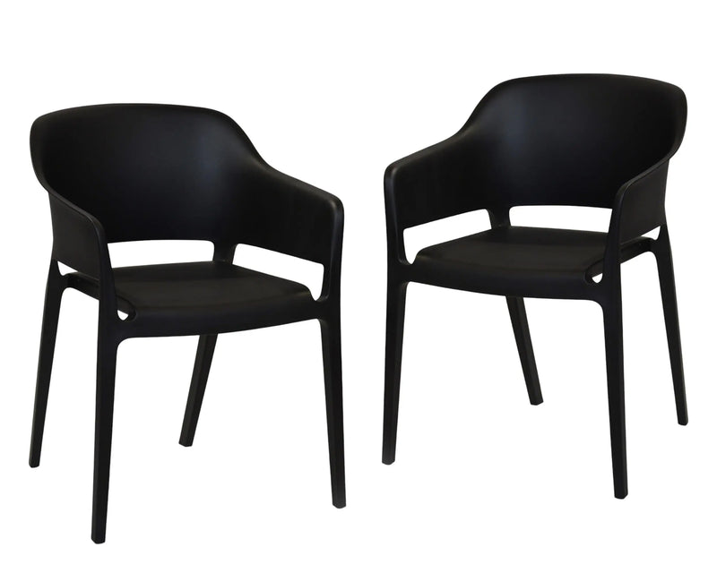 Set of Two Black Heavy Duty Plastic Outdoor Stacking Dining Chairs Homeroots Outdoor