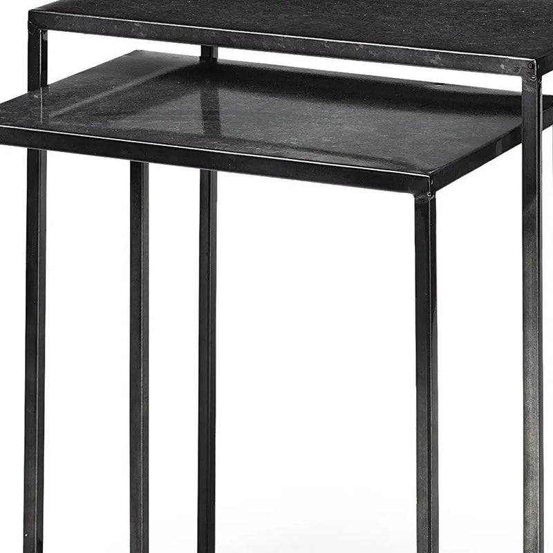 Set of Two Black Iron Nested Tables Homeroots Living Room