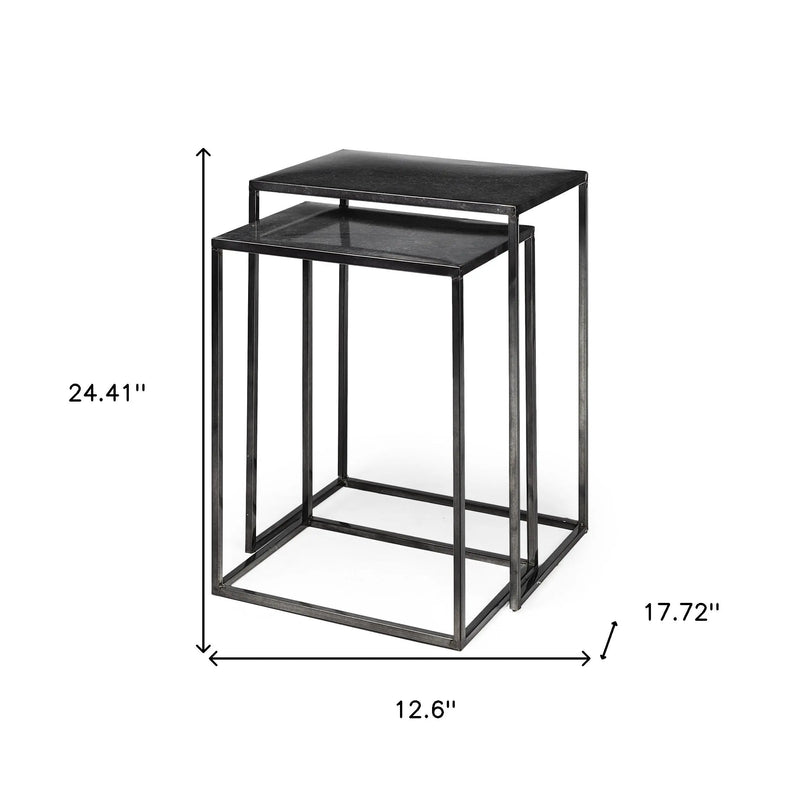Set of Two Black Iron Nested Tables Homeroots Living Room