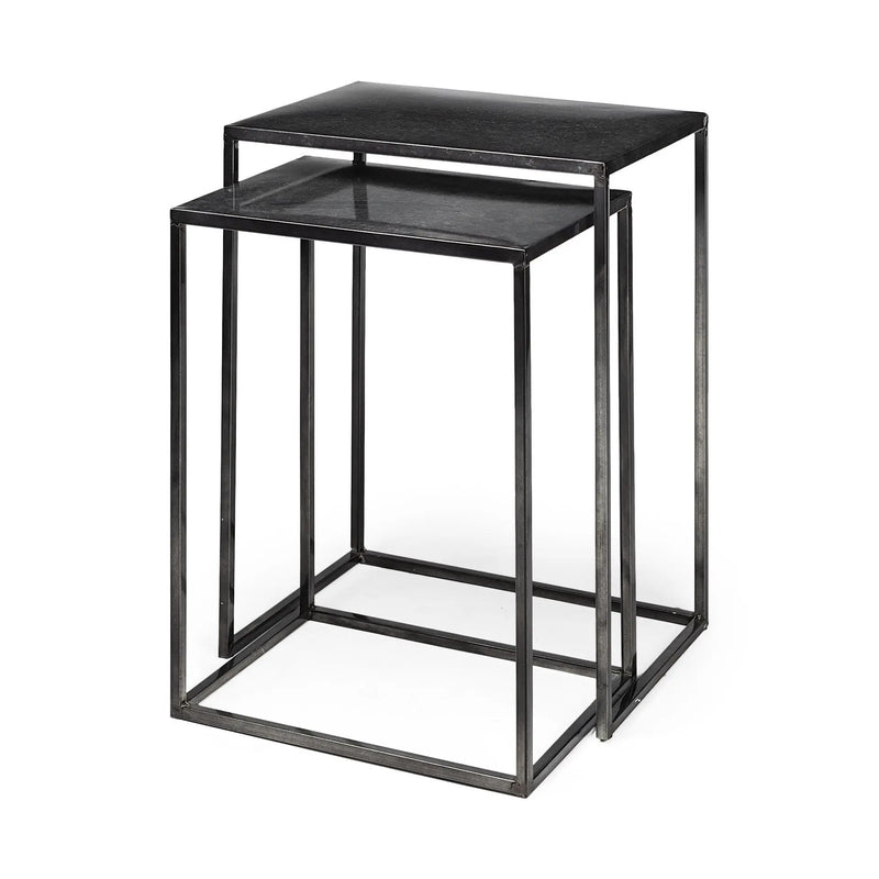 Set of Two Black Iron Nested Tables Homeroots Living Room