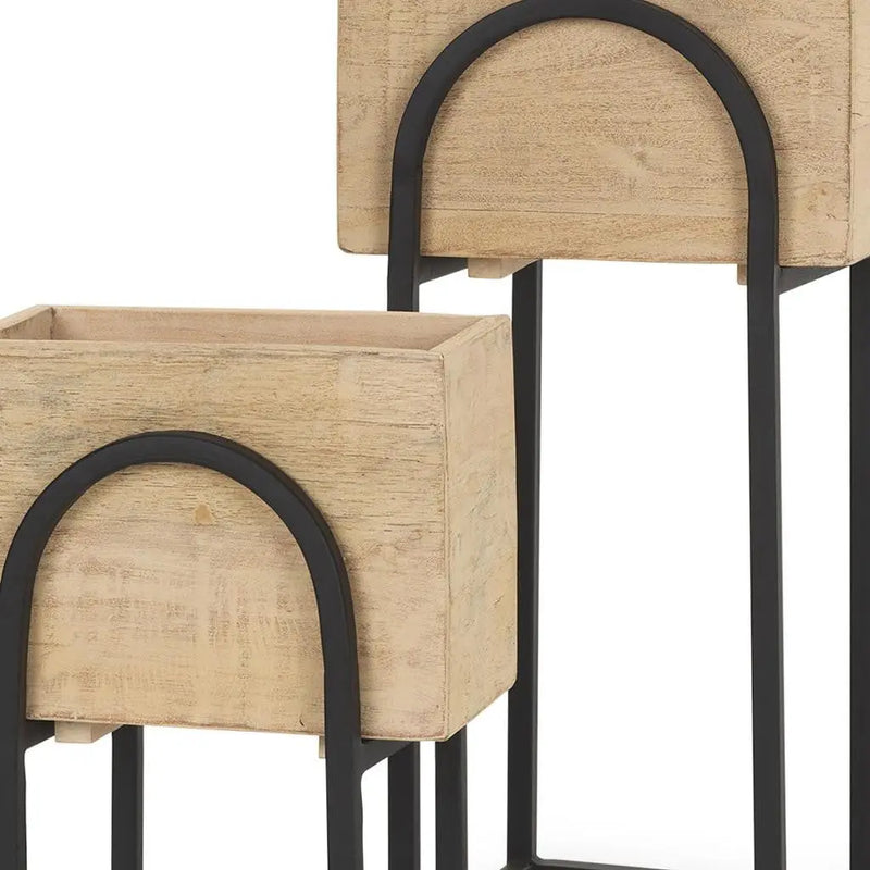 Set of Two Black Metal 1 Ounce Rectangular Urn Planters Homeroots Home Decor
