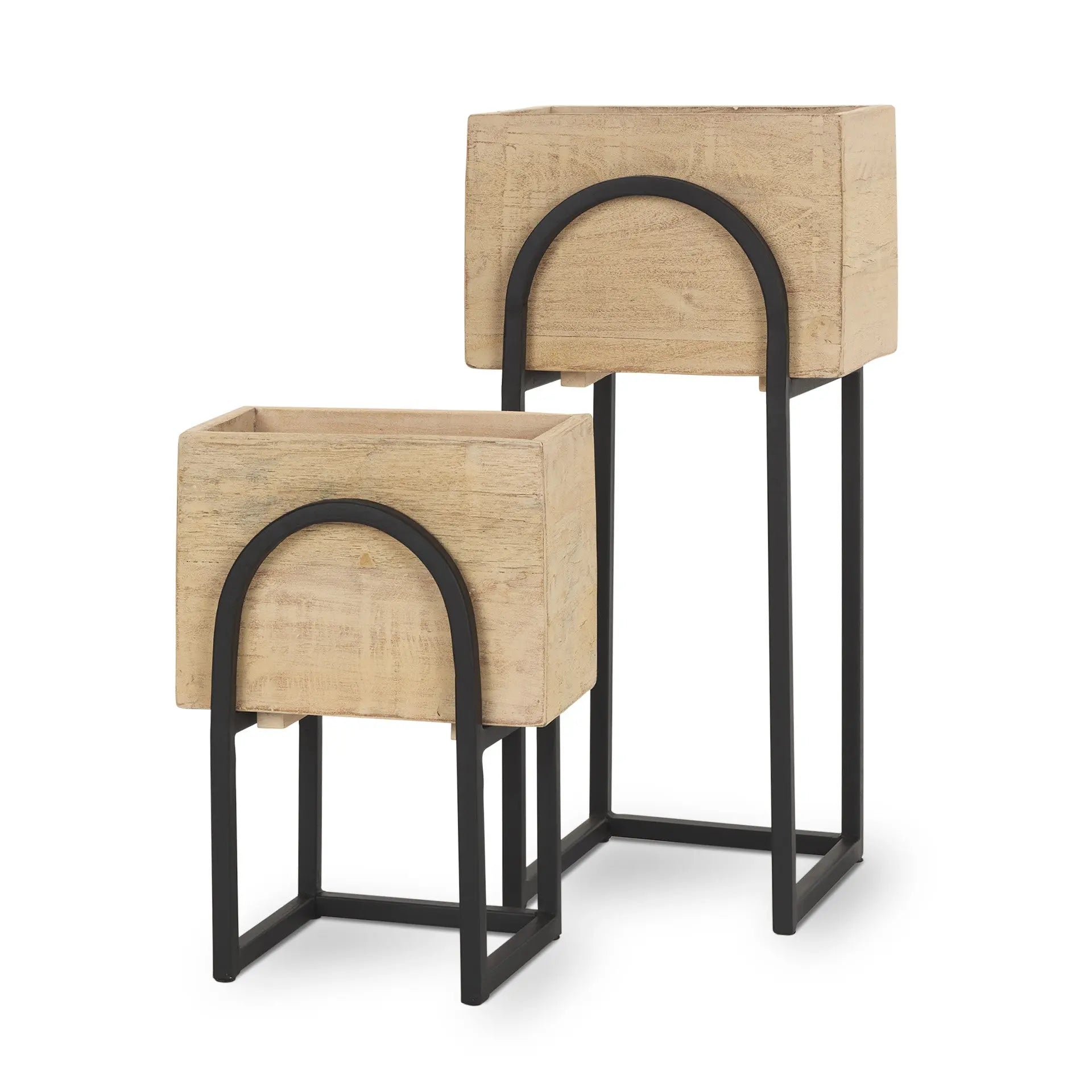 Set of Two Black Metal 1 Ounce Rectangular Urn Planters Homeroots Home Decor