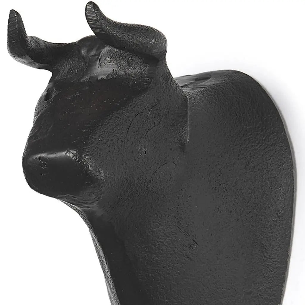 Set of Two Black Metal Bull Decorative Wall Sculpture Homeroots Home Decor