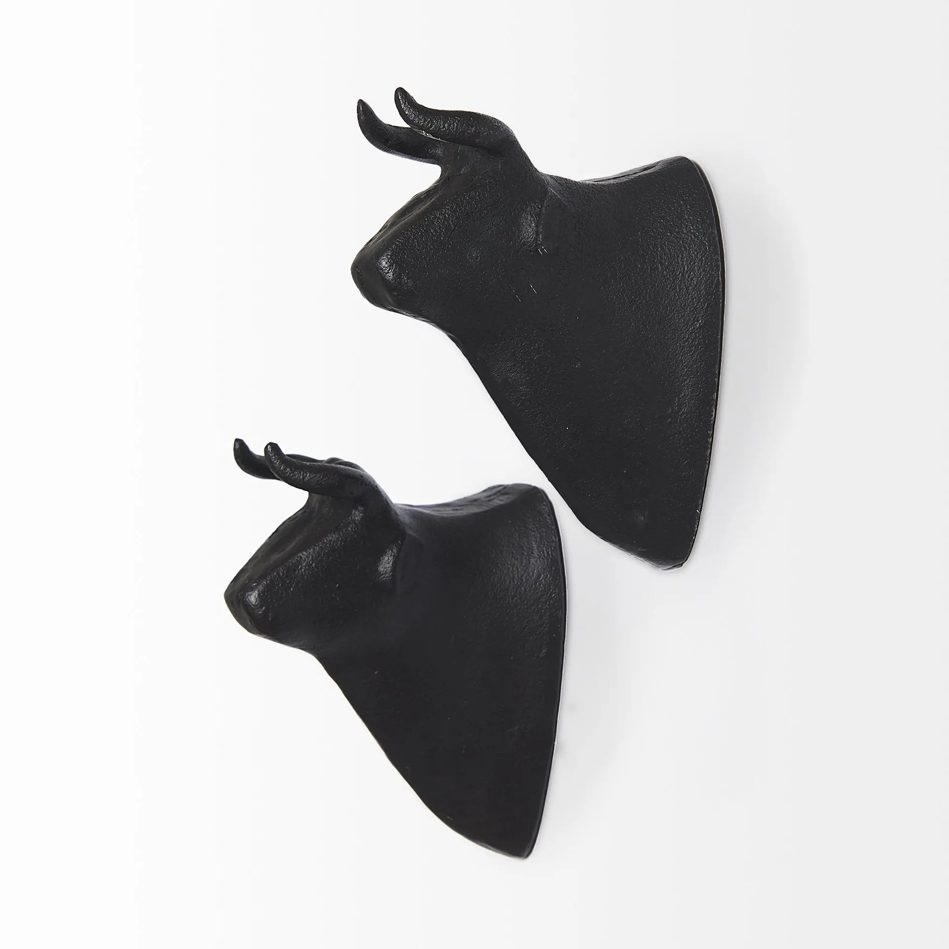 Set of Two Black Metal Bull Decorative Wall Sculpture Homeroots Home Decor