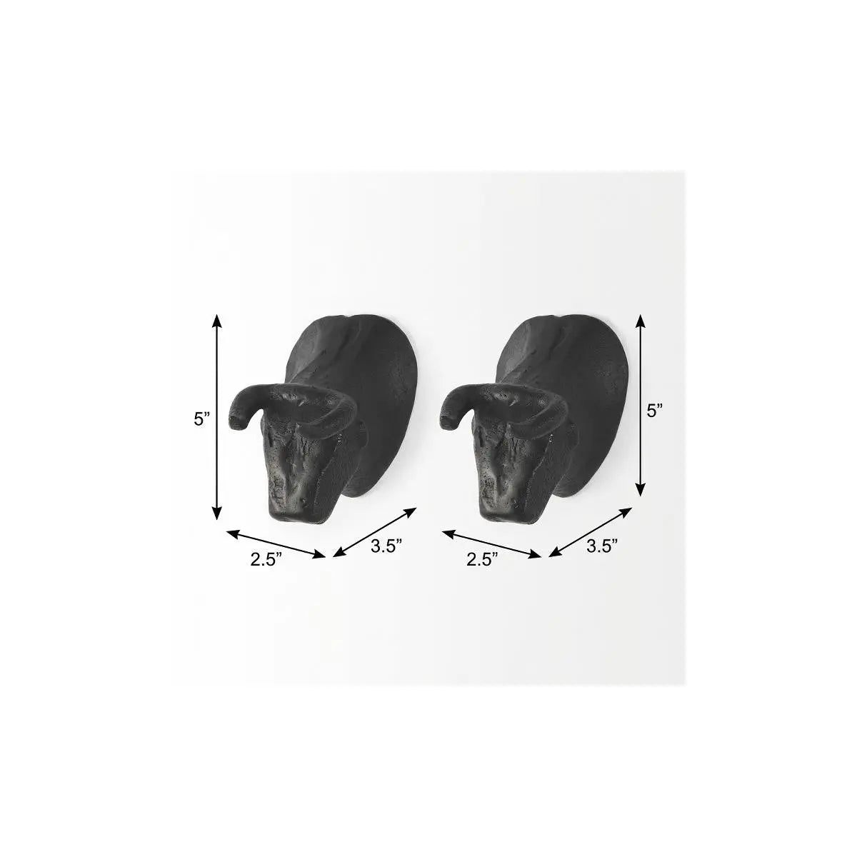 Set of Two Black Metal Bull Decorative Wall Sculpture Homeroots Home Decor