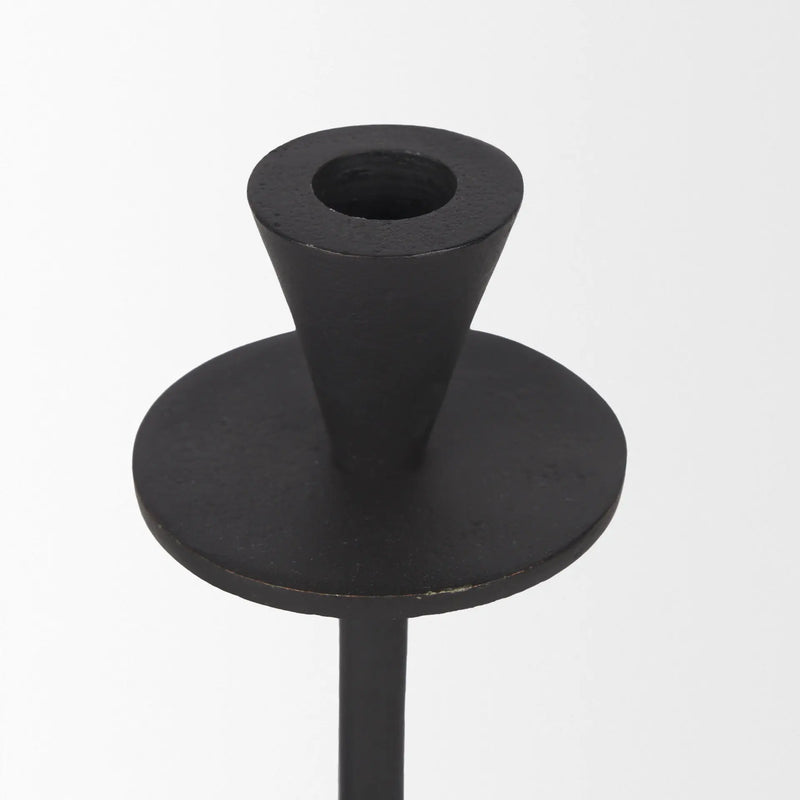 Set of Two Black Metal Floor Taper Candlesticks Homeroots Home Decor