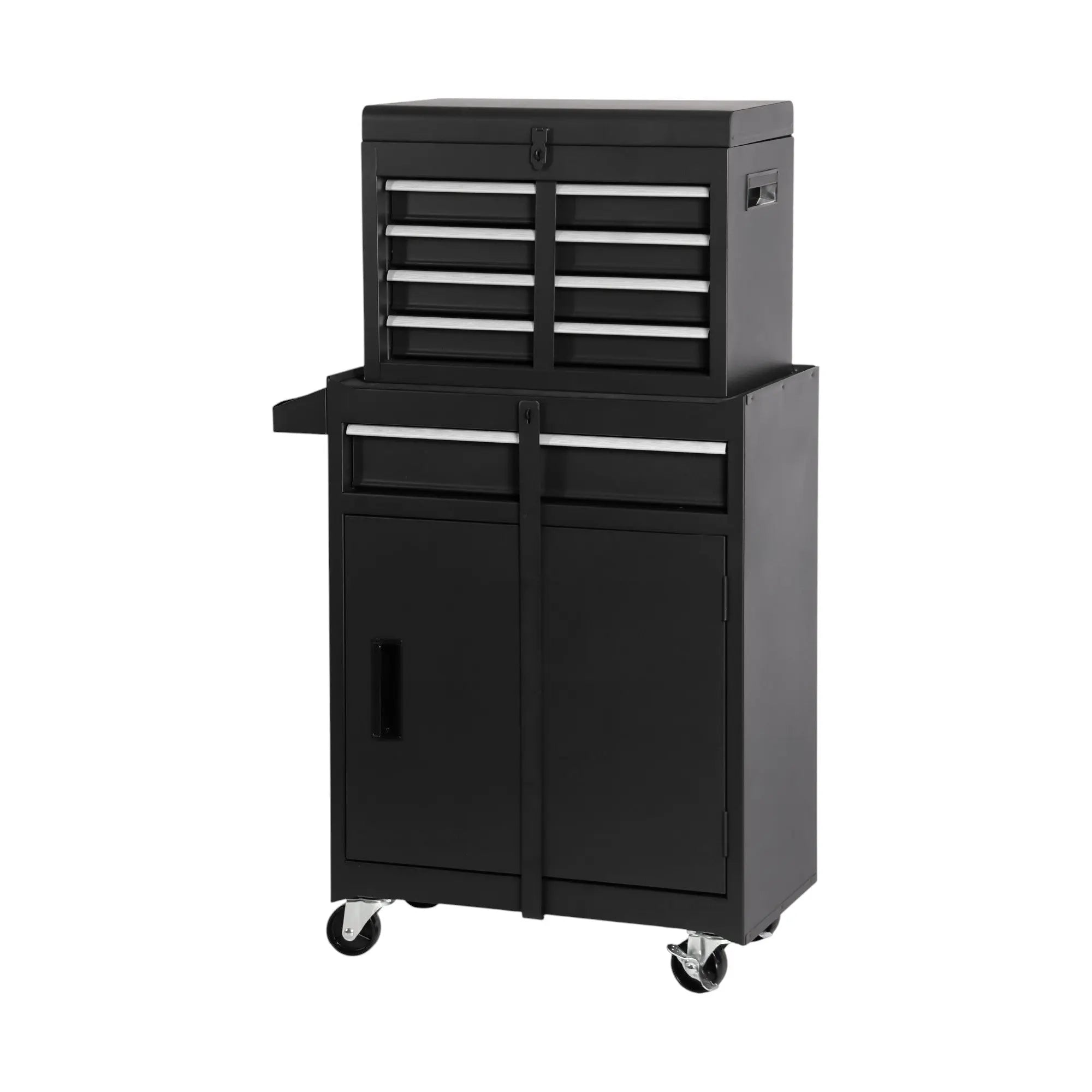 Set of Two Black Multi-Tier Steel Rolling Cabinet With Lid Homeroots Office