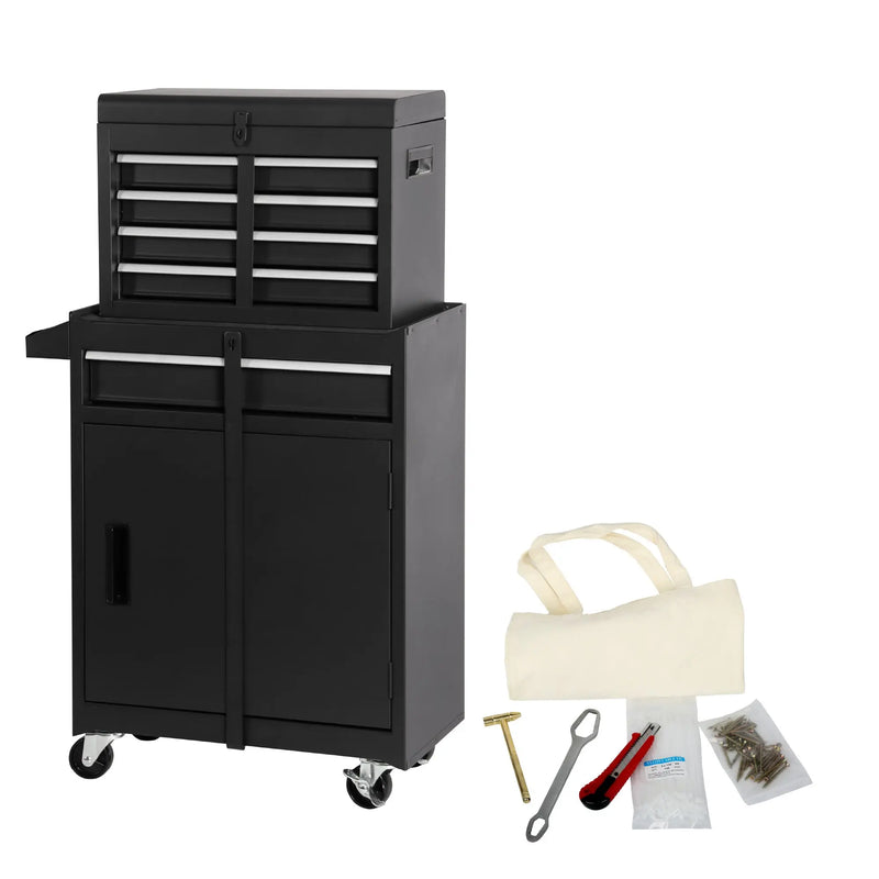 Set of Two Black Multi-Tier Steel Rolling Cabinet With Lid Homeroots Office