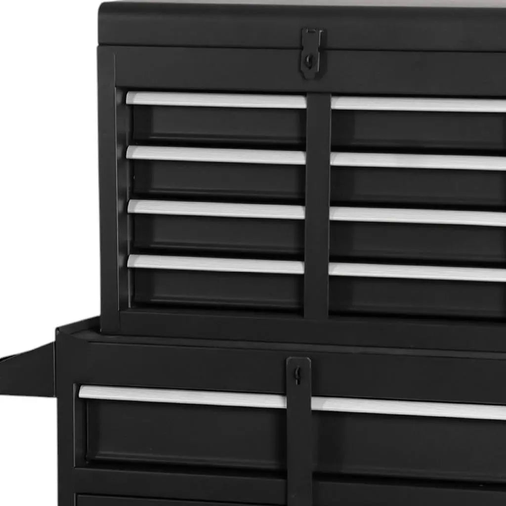 Set of Two Black Multi-Tier Steel Rolling Cabinet With Lid Homeroots Office