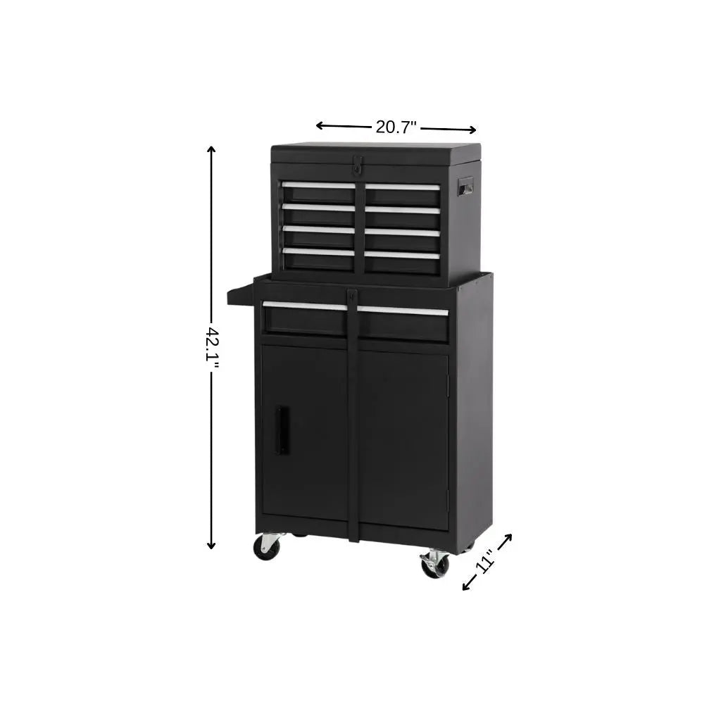 Set of Two Black Multi-Tier Steel Rolling Cabinet With Lid Homeroots Office