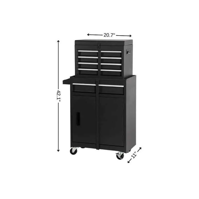 Set of Two Black Multi-Tier Steel Rolling Cabinet With Lid Homeroots Office