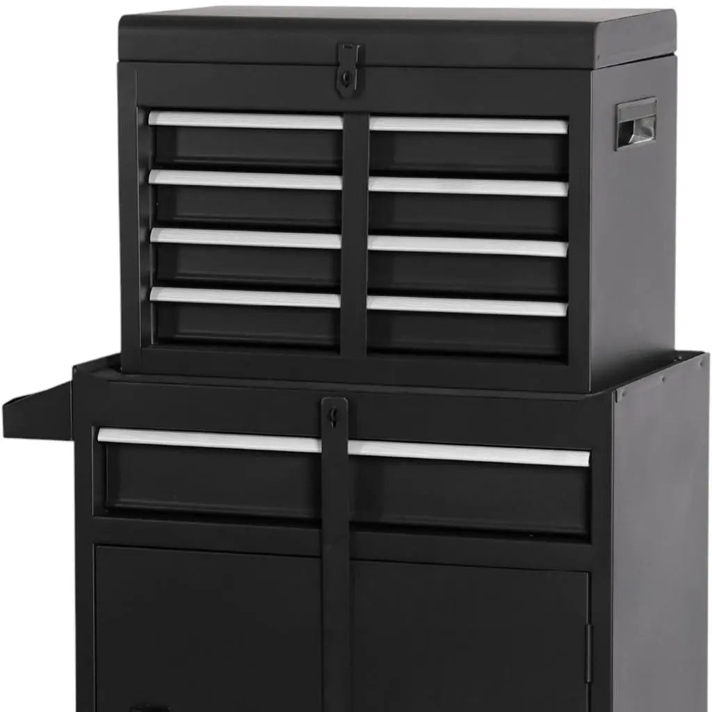 Set of Two Black Multi-Tier Steel Rolling Cabinet With Lid Homeroots Office