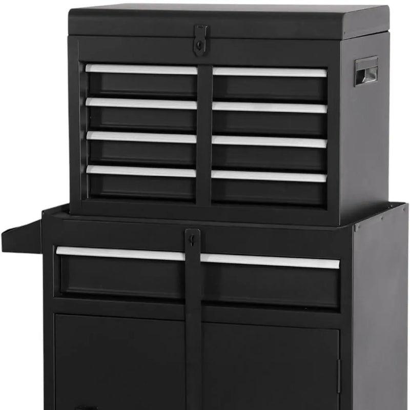 Set of Two Black Multi-Tier Steel Rolling Cabinet With Lid Homeroots Office