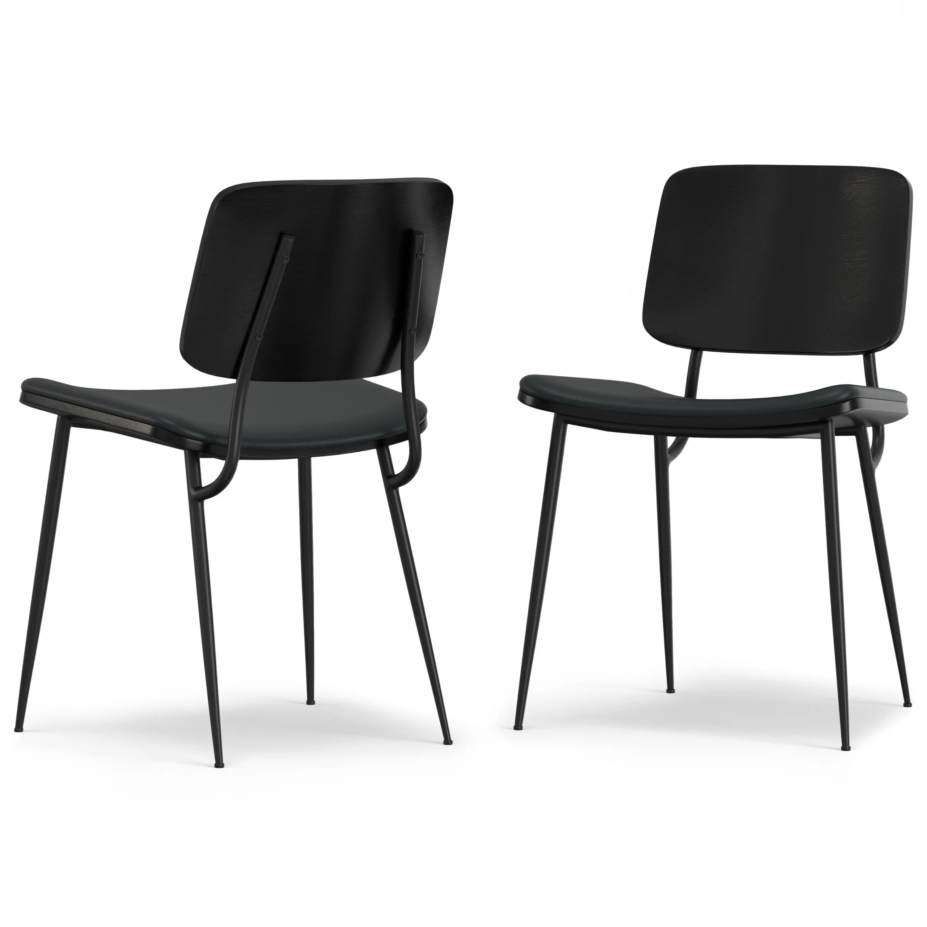 Set of Two Black Solid Wood Dining Parsons Chairs Homeroots Kitchen & Dining