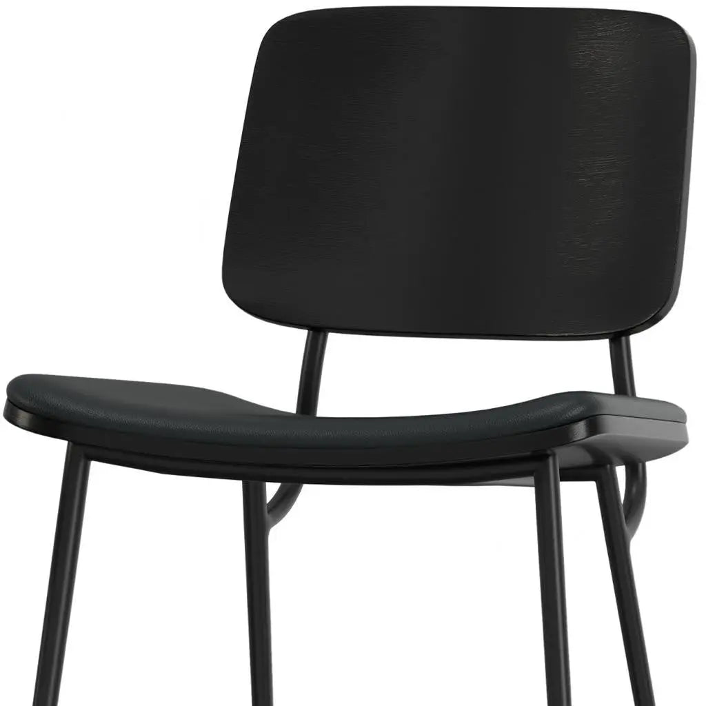 Set of Two Black Solid Wood Dining Parsons Chairs Homeroots Kitchen & Dining