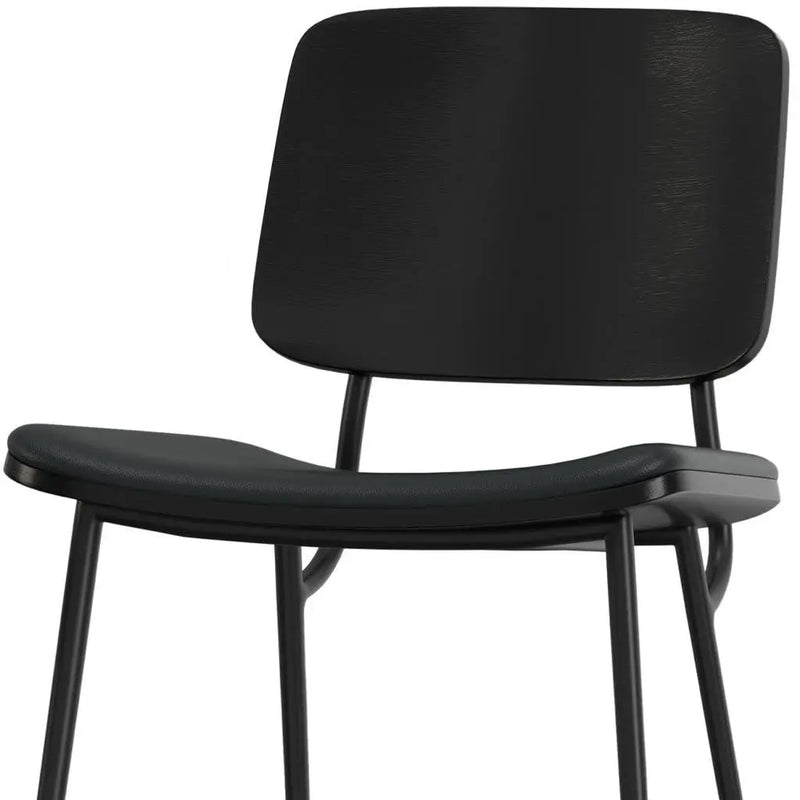 Set of Two Black Solid Wood Dining Parsons Chairs Homeroots Kitchen & Dining