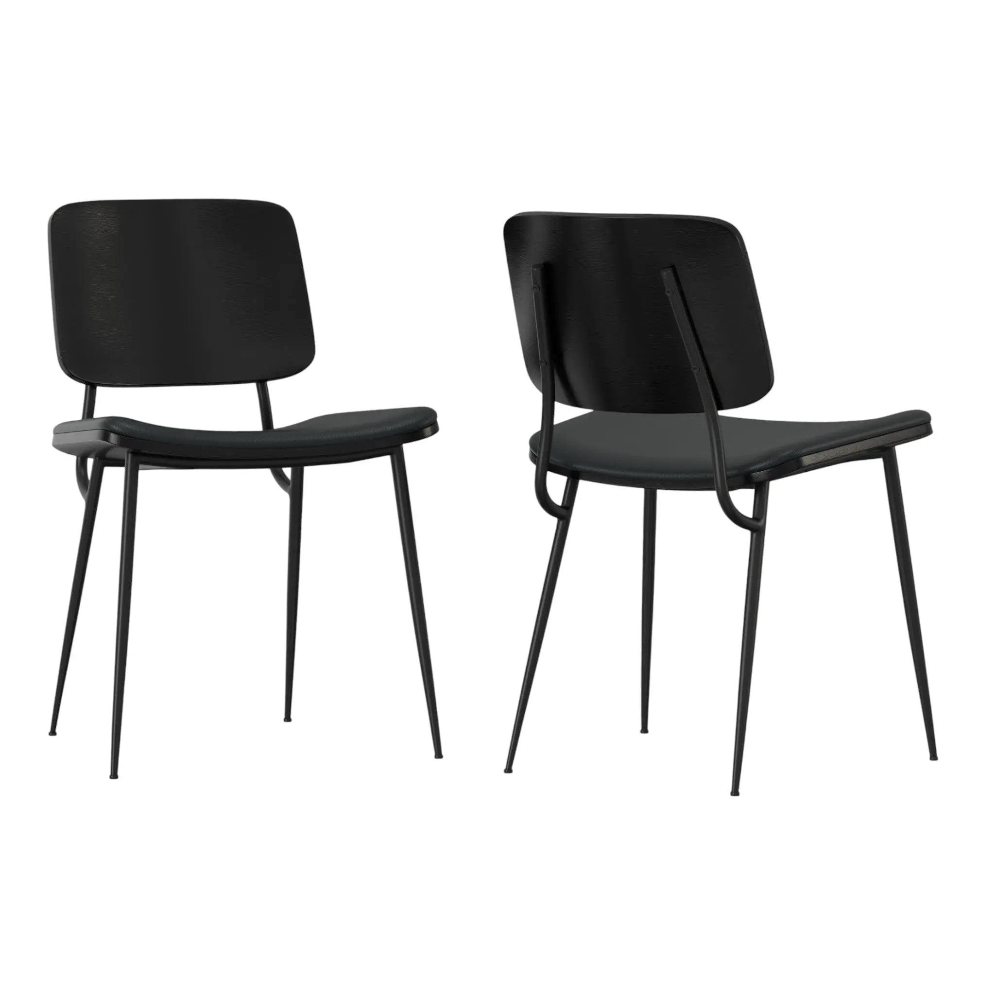 Set of Two Black Solid Wood Dining Parsons Chairs Homeroots Kitchen & Dining