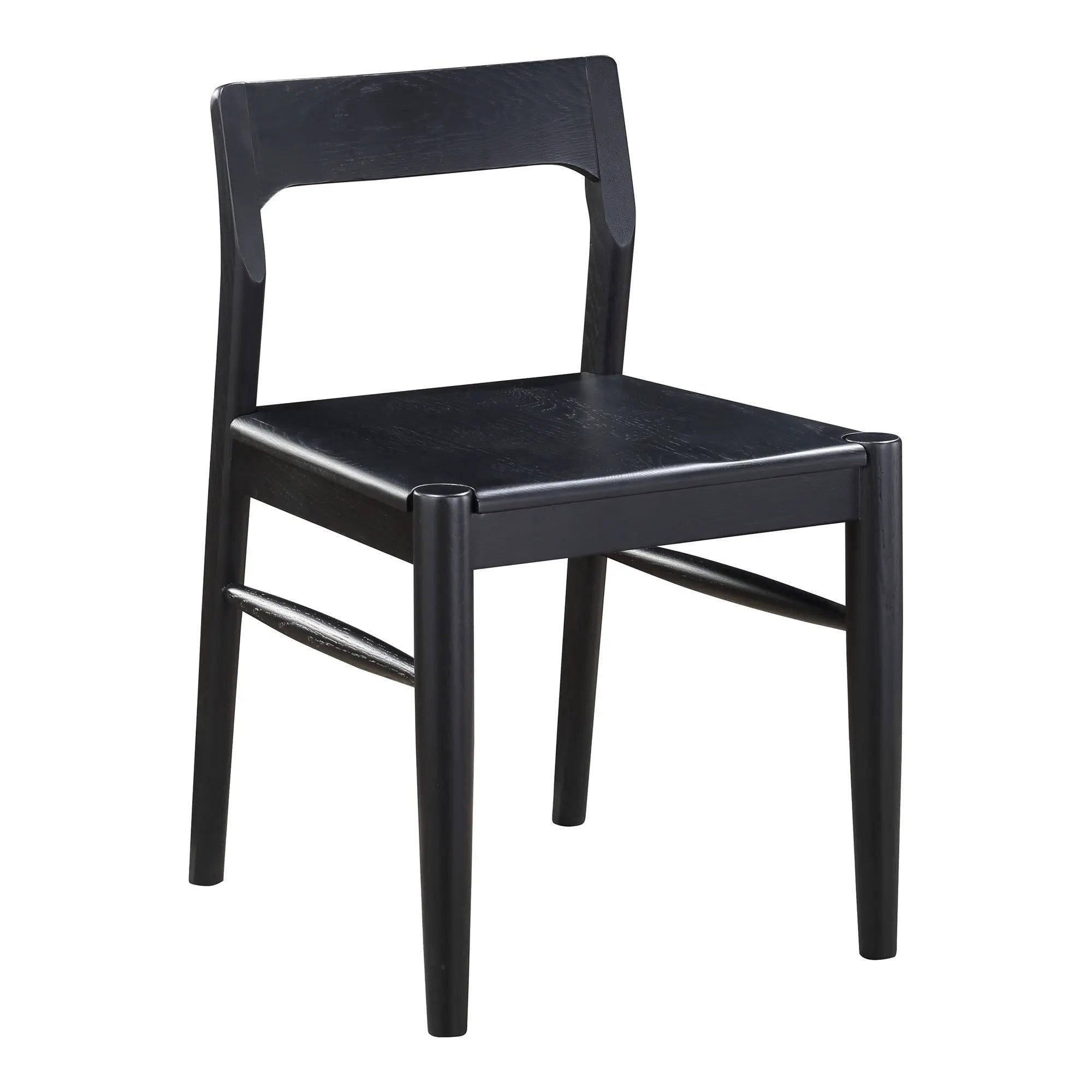 Set of Two Black Solid Wood Open Back Dining Side Chairs Homeroots Kitchen & Dining