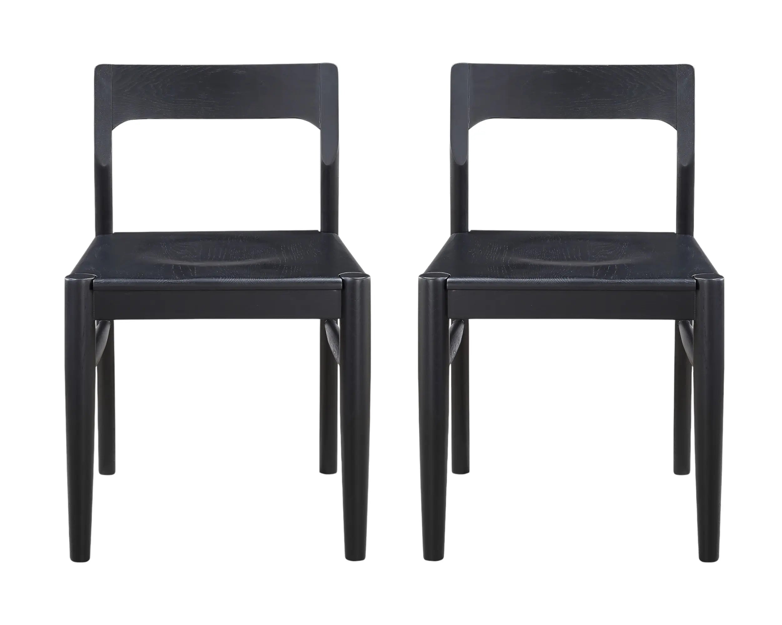 Set of Two Black Solid Wood Open Back Dining Side Chairs Homeroots Kitchen & Dining
