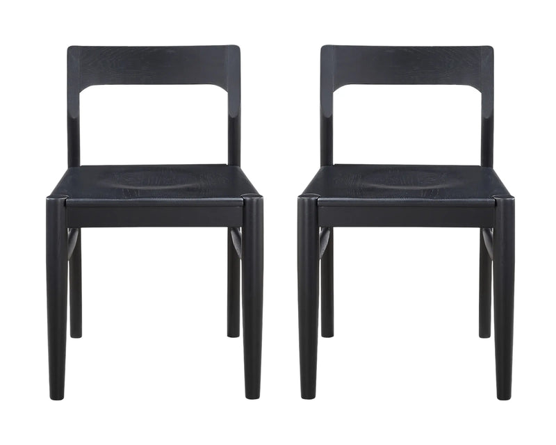 Set of Two Black Solid Wood Open Back Dining Side Chairs Homeroots Kitchen & Dining