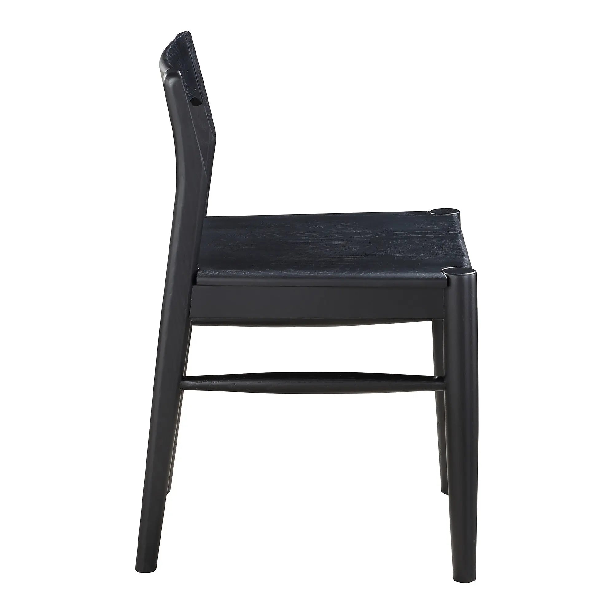 Set of Two Black Solid Wood Open Back Dining Side Chairs Homeroots Kitchen & Dining