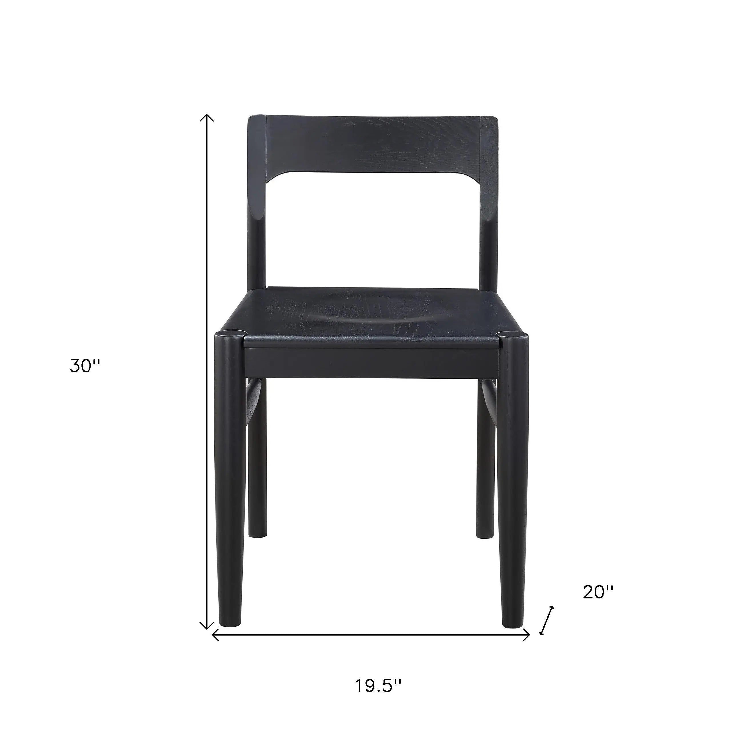 Set of Two Black Solid Wood Open Back Dining Side Chairs Homeroots Kitchen & Dining