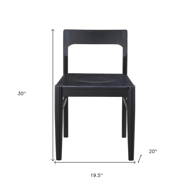 Set of Two Black Solid Wood Open Back Dining Side Chairs Homeroots Kitchen & Dining