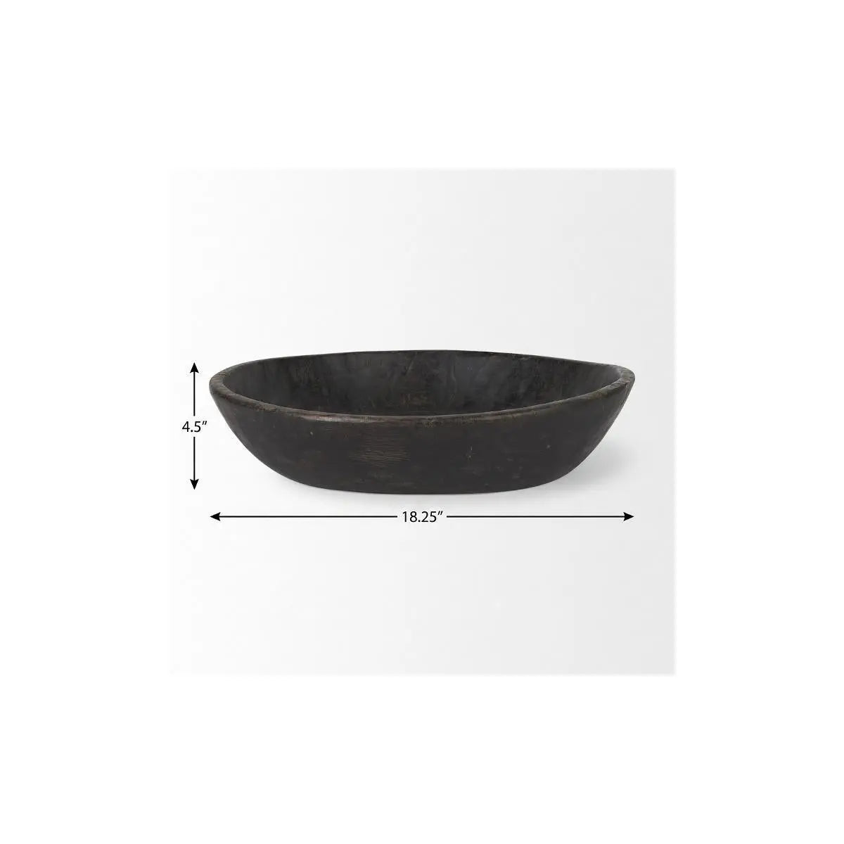 Set of Two Black Solid Wood Round Centerpiece Bowl Homeroots Kitchen & Dining