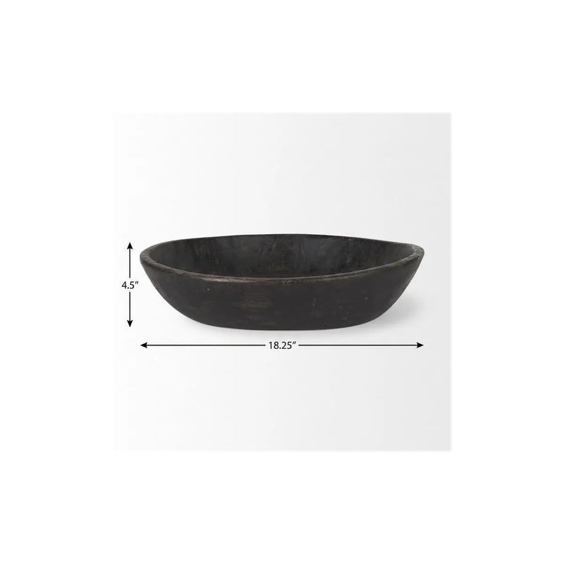 Set of Two Black Solid Wood Round Centerpiece Bowl Homeroots Kitchen & Dining