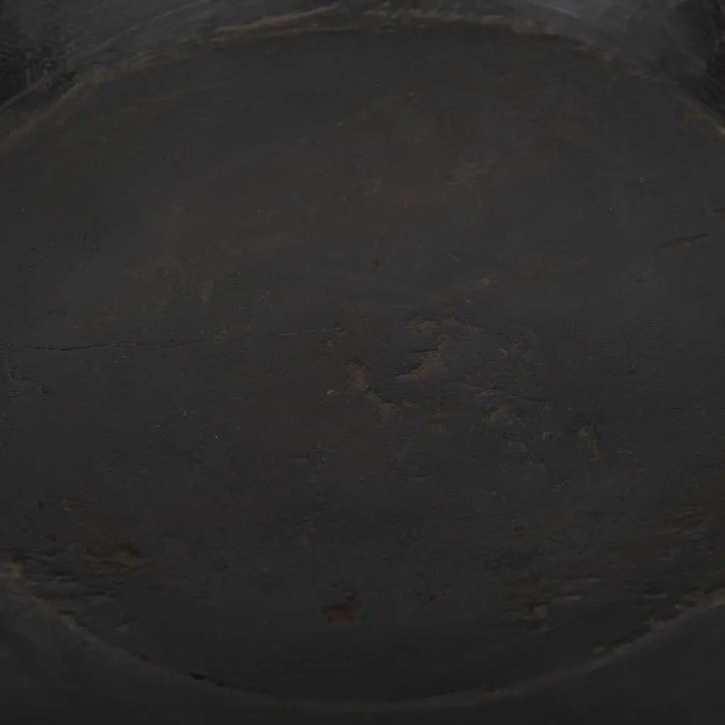 Set of Two Black Solid Wood Round Centerpiece Bowl Homeroots Kitchen & Dining