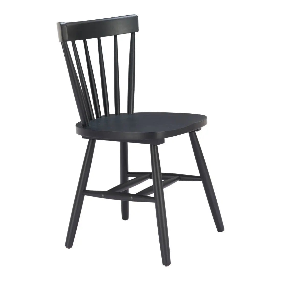 Set of Two Black Solid Wood Slat Back Dining Side Chairs Homeroots Kitchen & Dining