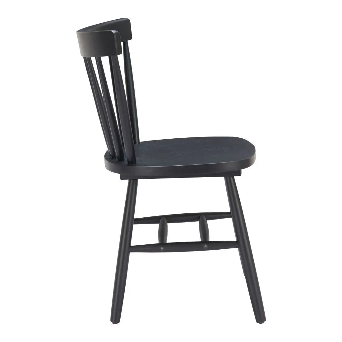 Set of Two Black Solid Wood Slat Back Dining Side Chairs Homeroots Kitchen & Dining