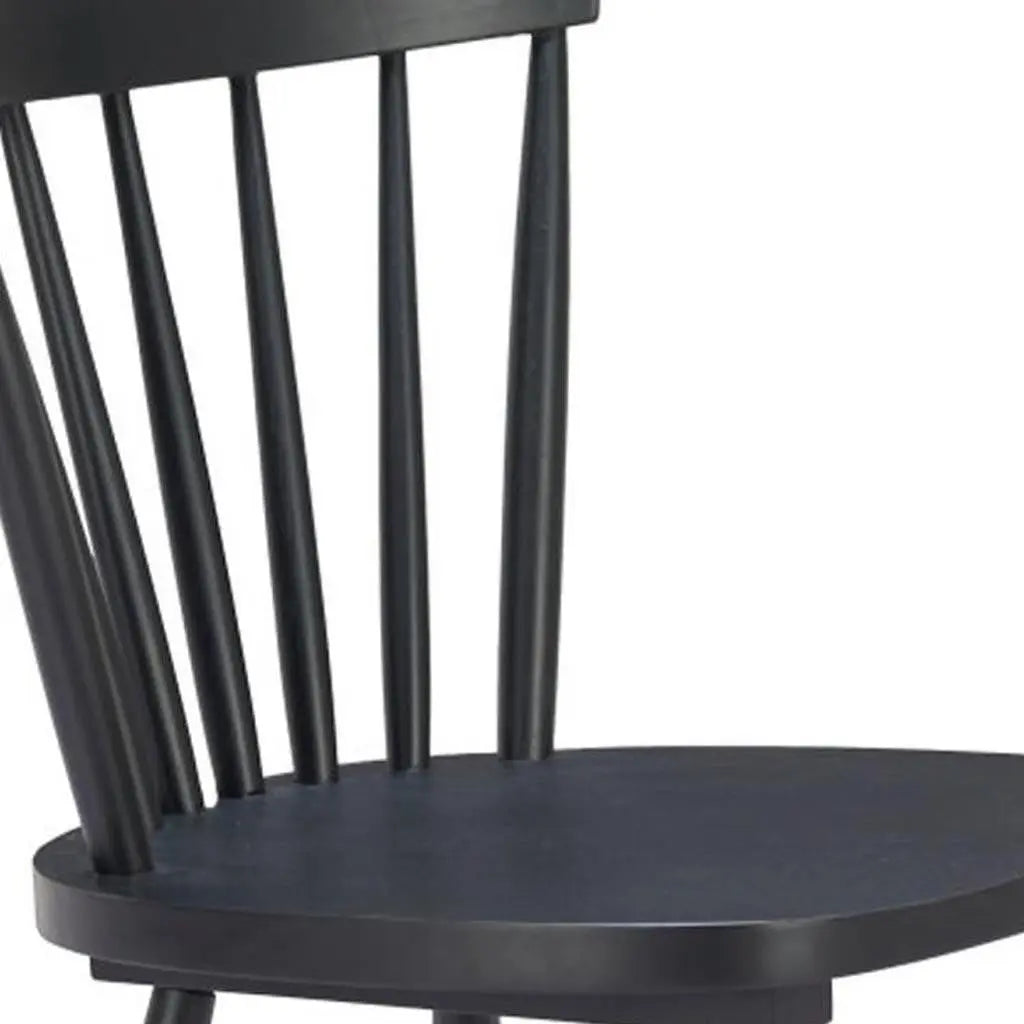 Set of Two Black Solid Wood Slat Back Dining Side Chairs Homeroots Kitchen & Dining